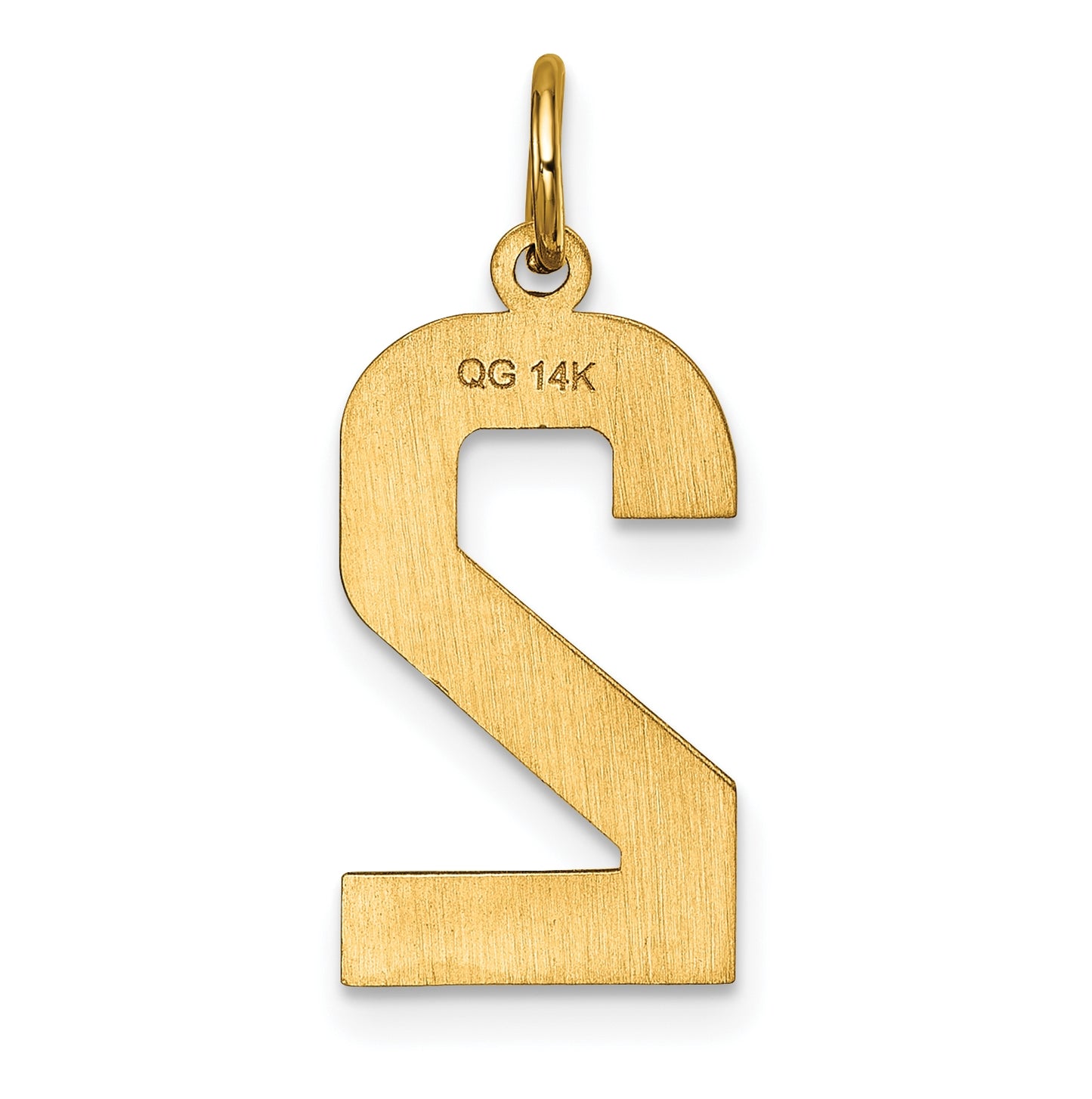 10K Yellow Gold Casted Large Diamond Cut Number 2 Charm