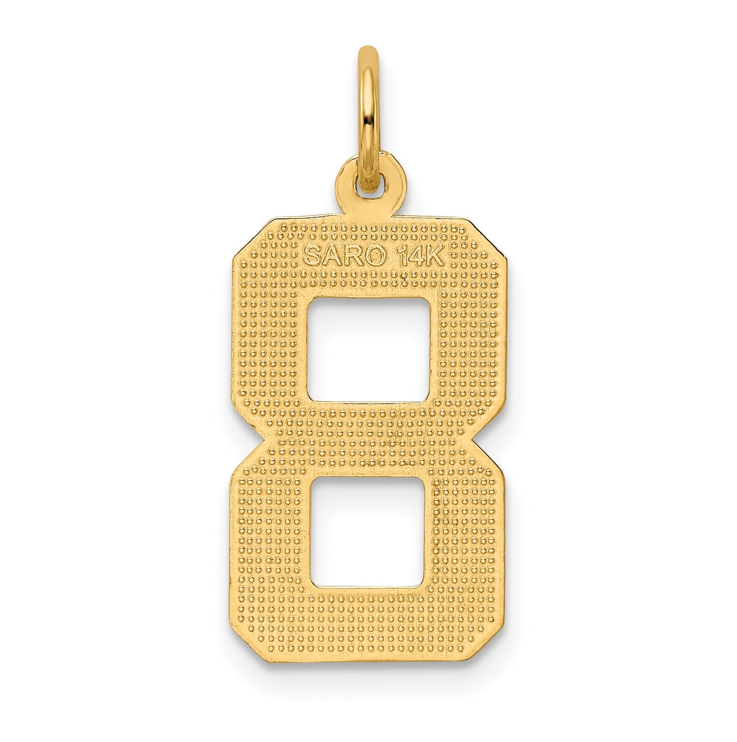 10K Yellow Gold Casted Large Diamond Cut Number 8 Charm