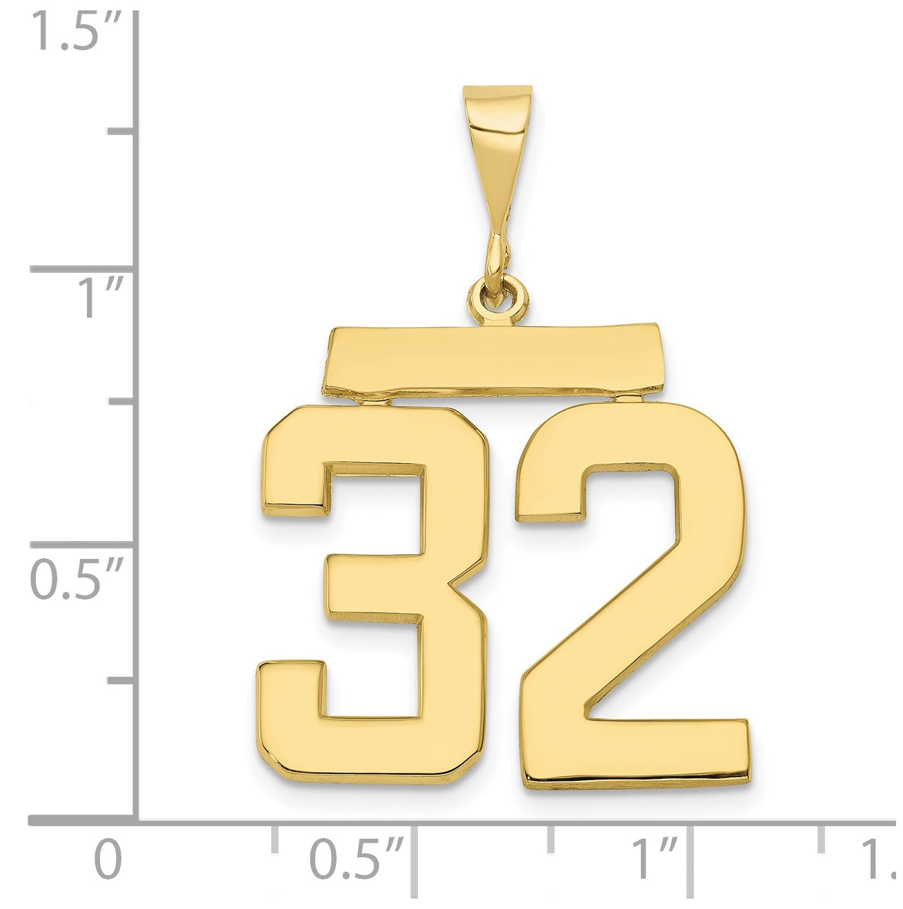 10K Yellow Gold Casted Large Polished Number 32 Charm