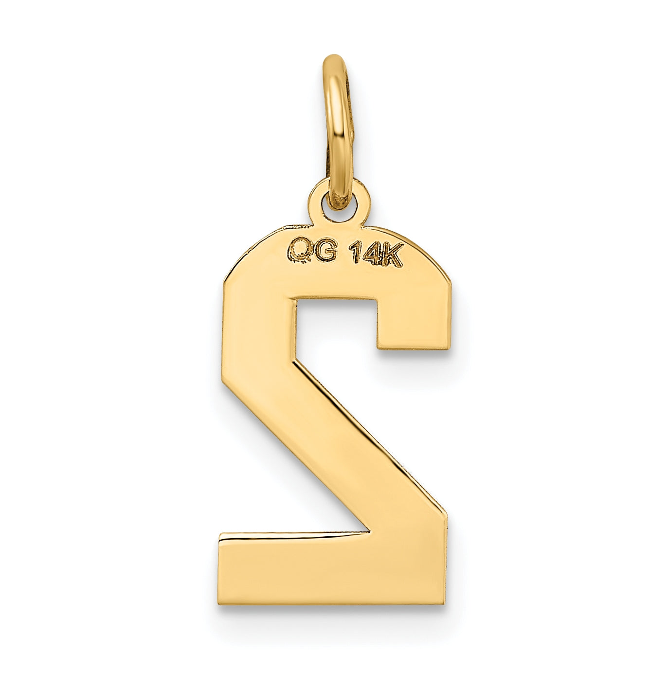 10K Yellow Gold Medium Satin Number 2 Charm