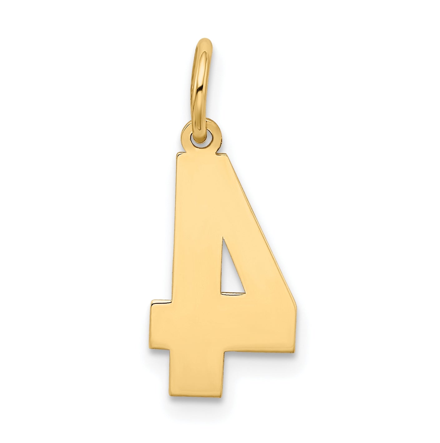10K Yellow Gold Medium Satin Number 4 Charm