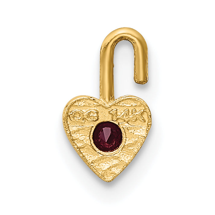 10K Yellow Gold January Synthetic Birthstone Heart Charm