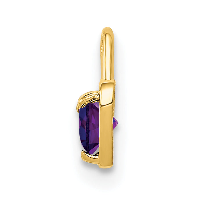 10K Yellow Gold February Synthetic Birthstone Heart Charm