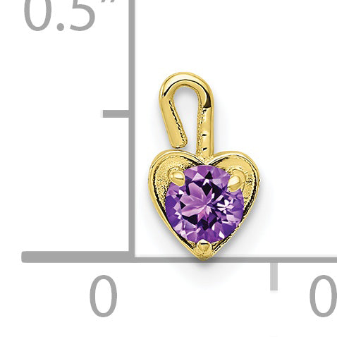 10K Yellow Gold February Synthetic Birthstone Heart Charm
