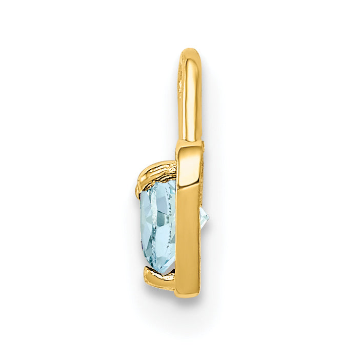 10K Yellow Gold March Synthetic Birthstone Heart Charm
