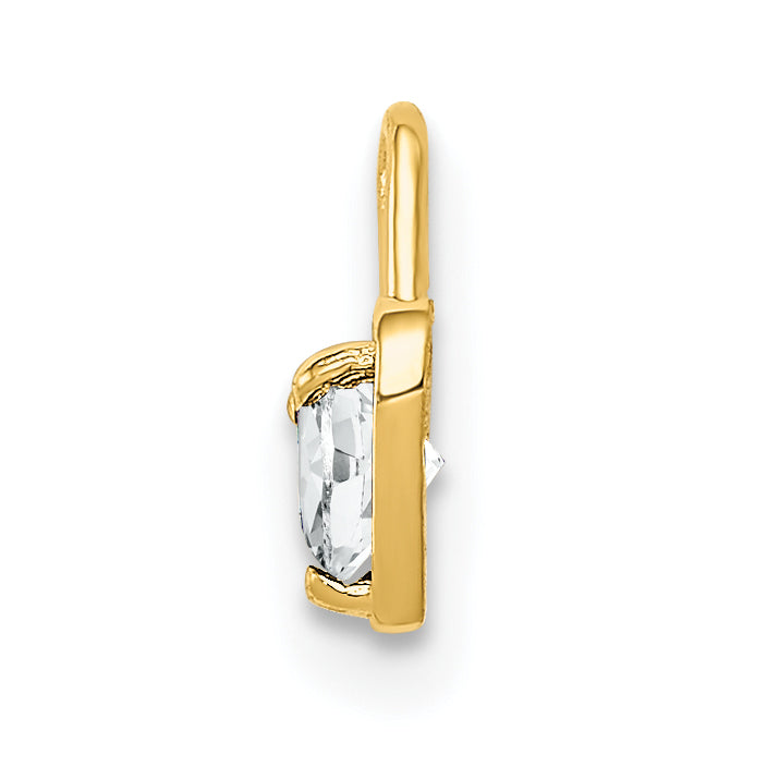 10K Yellow Gold April Synthetic Birthstone Heart Charm