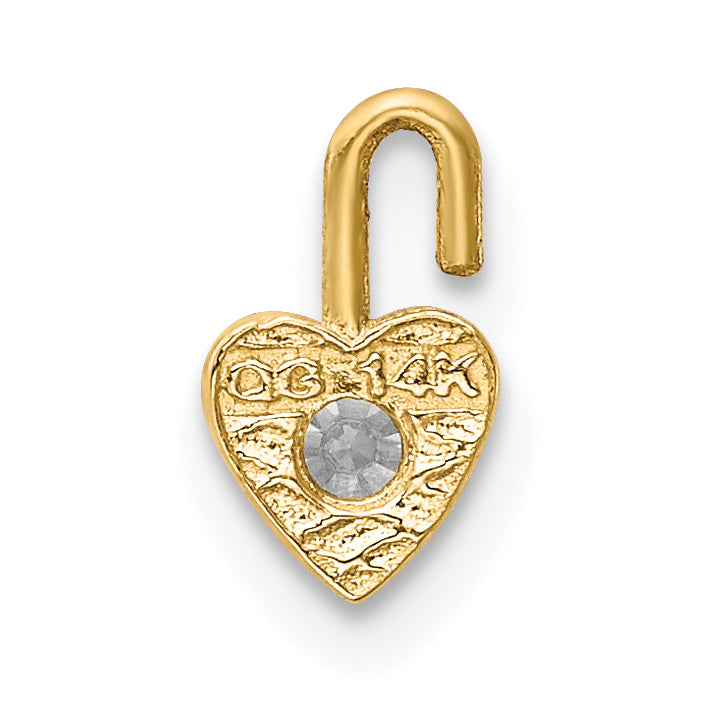 10K Yellow Gold April Synthetic Birthstone Heart Charm