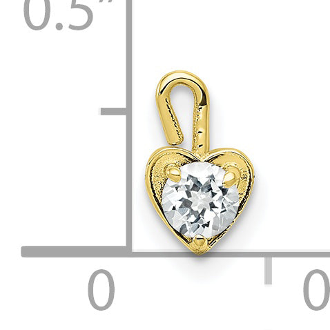 10K Yellow Gold April Synthetic Birthstone Heart Charm