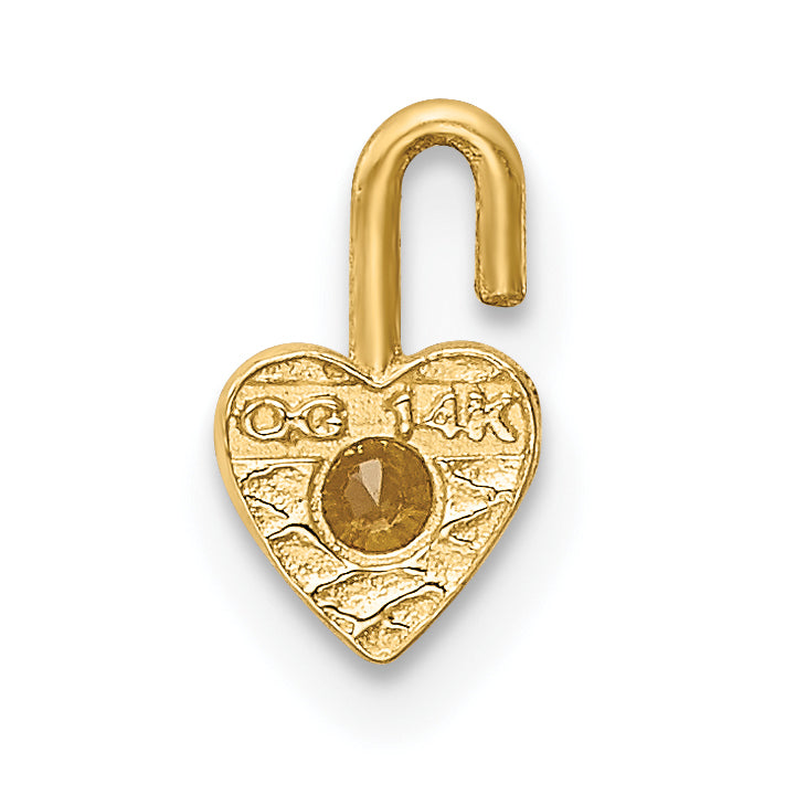 10K Yellow Gold November Synthetic Birthstone Heart Charm