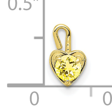 10K Yellow Gold November Synthetic Birthstone Heart Charm