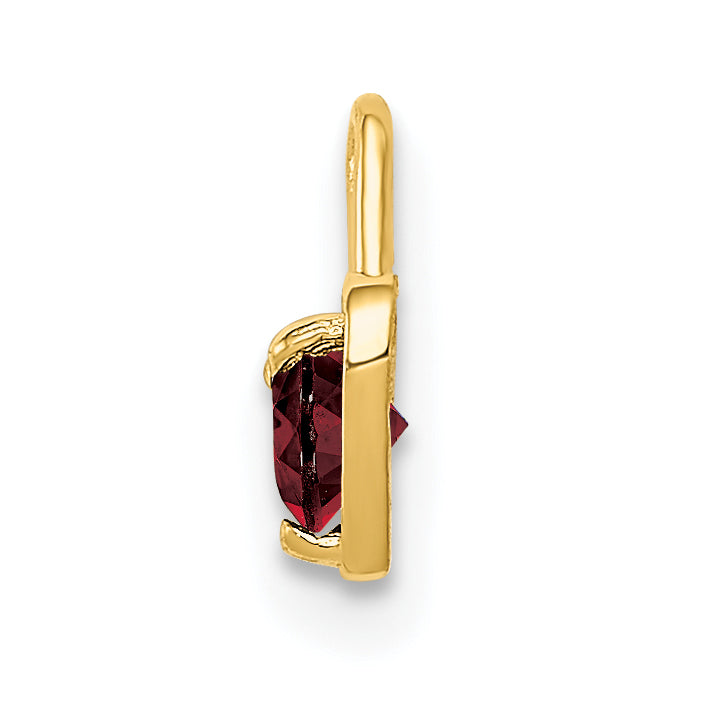 10K Yellow Gold July Synthetic Birthstone Heart Charm