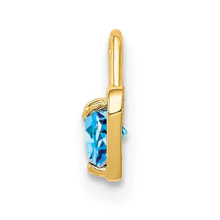 10K Yellow Gold December Synthetic Birthstone Heart Charm