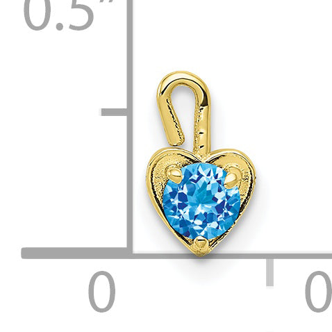 10K Yellow Gold December Synthetic Birthstone Heart Charm