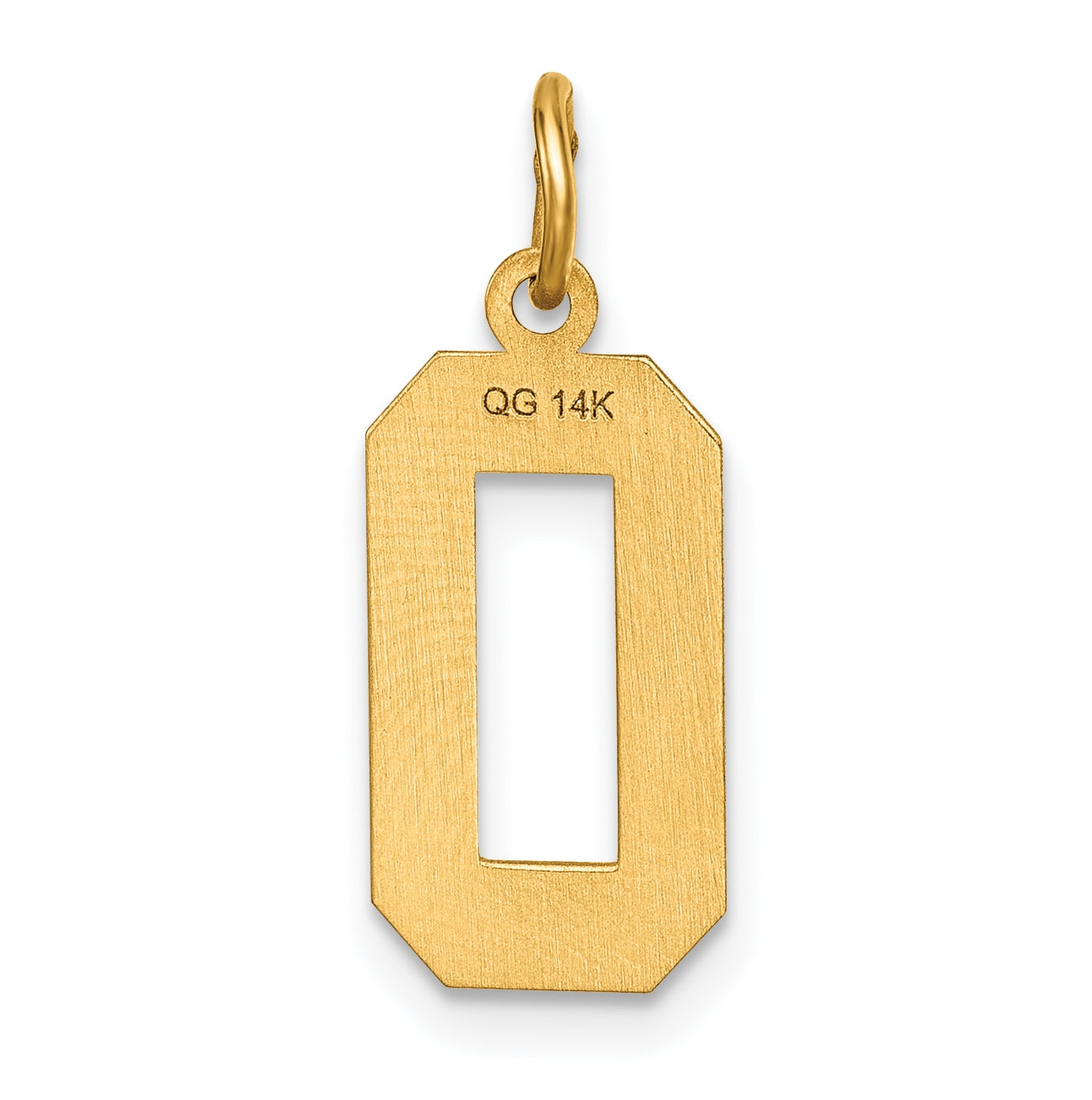 10K Yellow Gold Casted Medium Diamond-cut Number 0 Charm