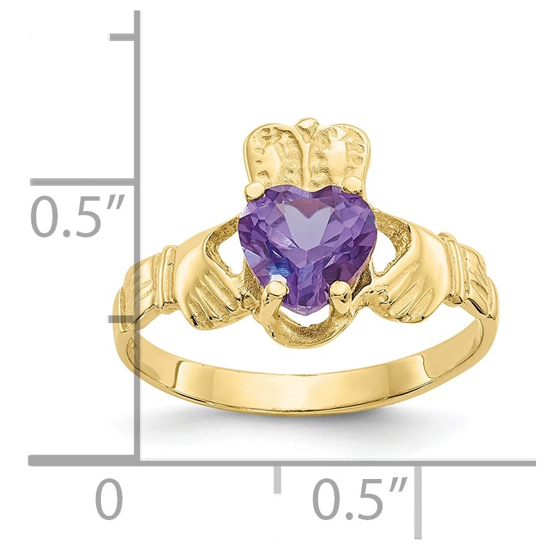 10K Yellow Gold June Birthstone Claddagh Ring