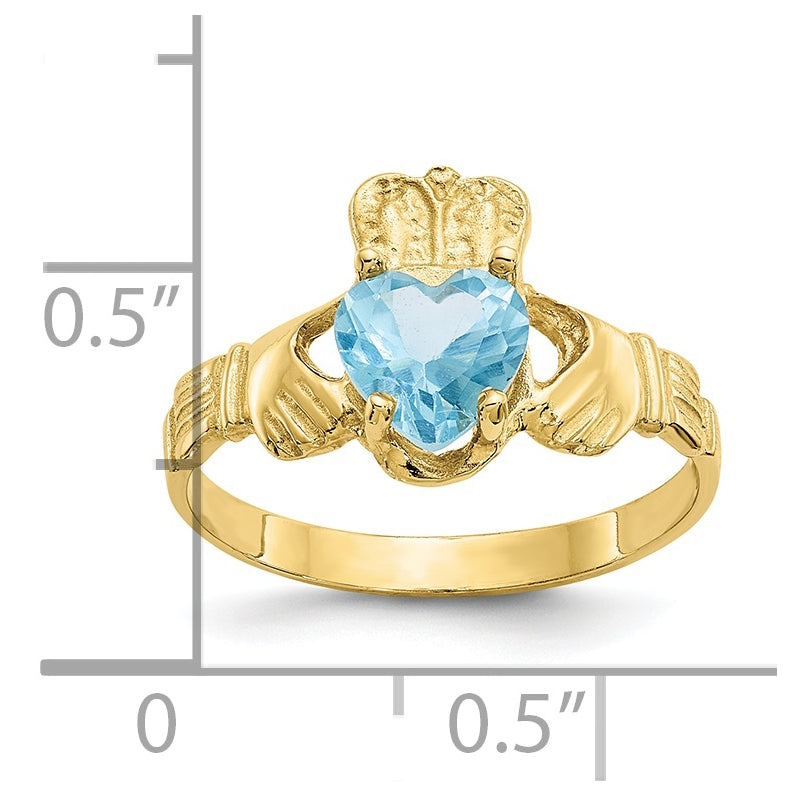10K Yellow Gold December Birthstone Claddagh Ring