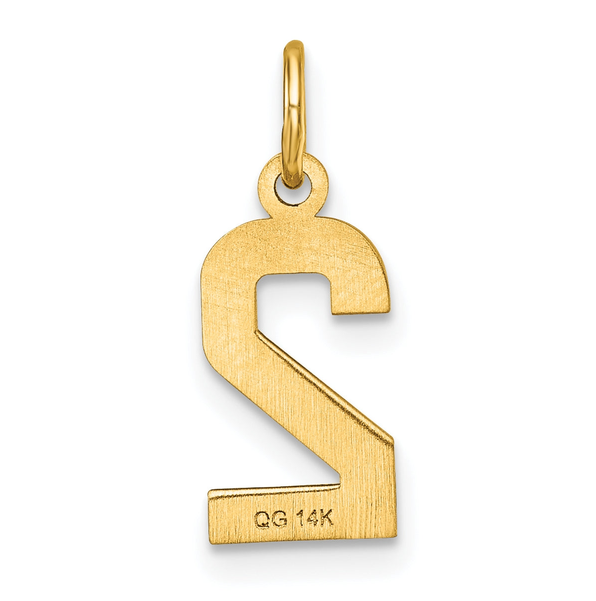 10K Yellow Gold Casted Small Diamond-cut Number 2 Charm