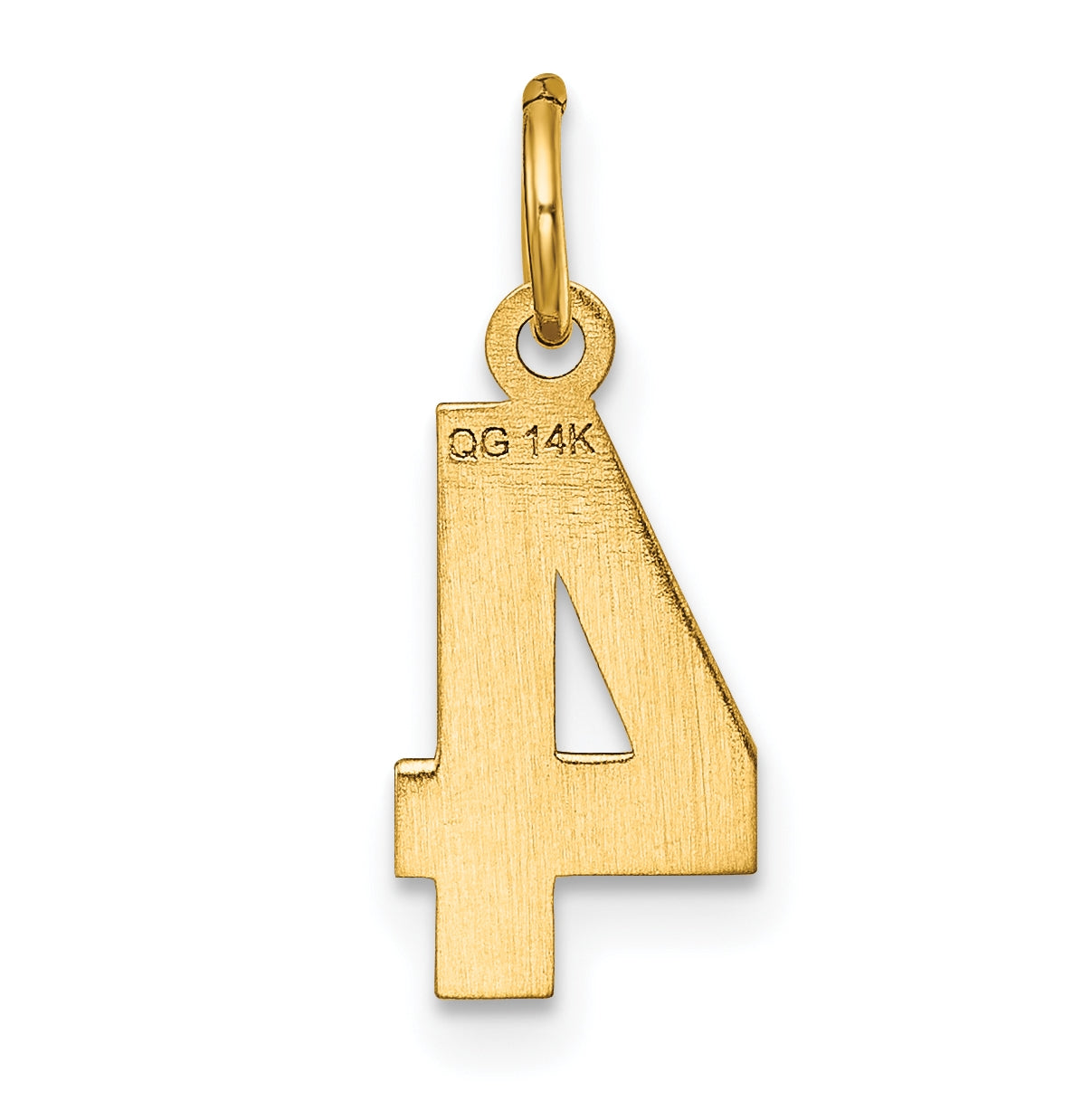 10K Yellow Gold Casted Small Diamond-cut Number 4 Charm