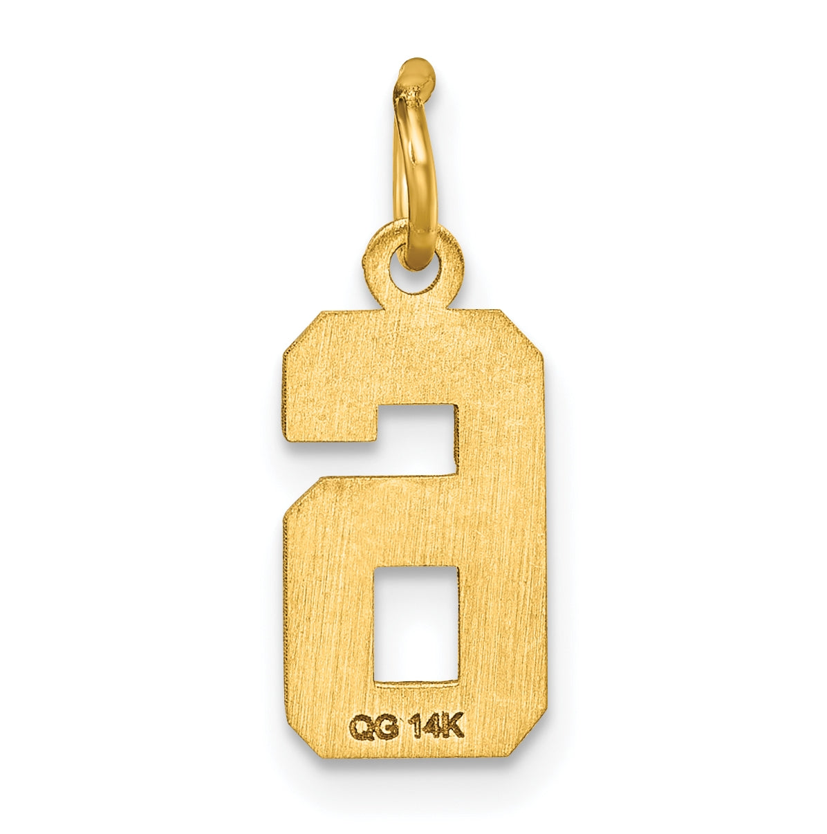 10K Yellow Gold Casted Small Diamond-cut Number 6 Charm