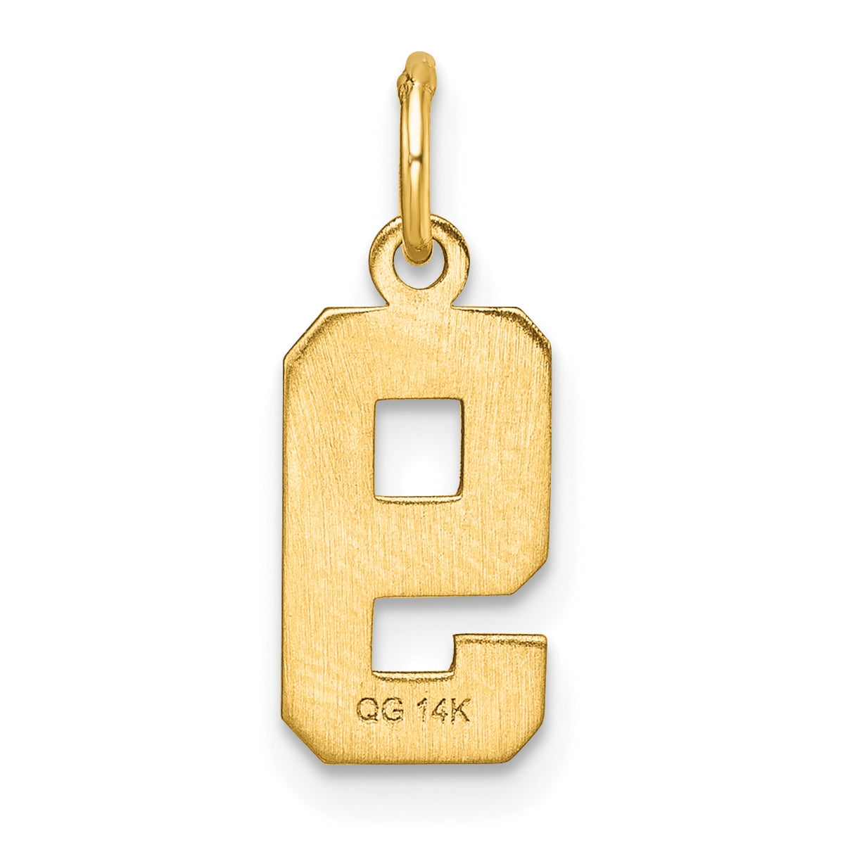 10K Yellow Gold Casted Small Diamond-cut Number 9 Charm