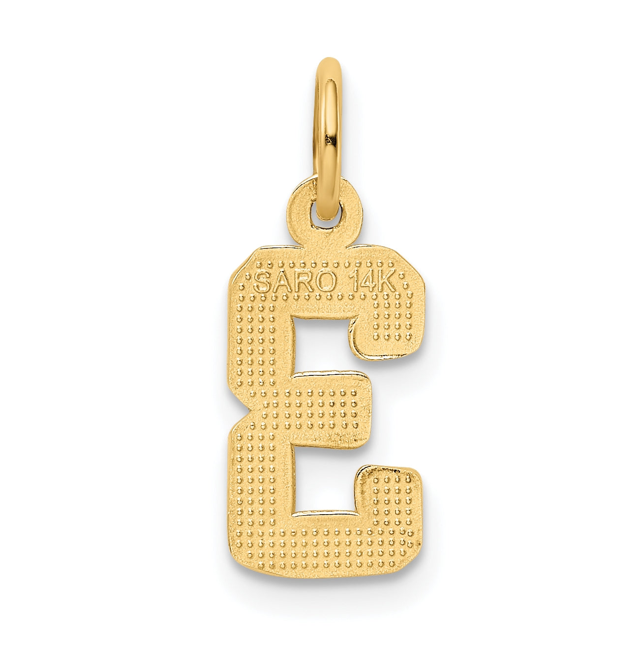 10K Yellow Gold Casted Small Polished Number 3 Charm
