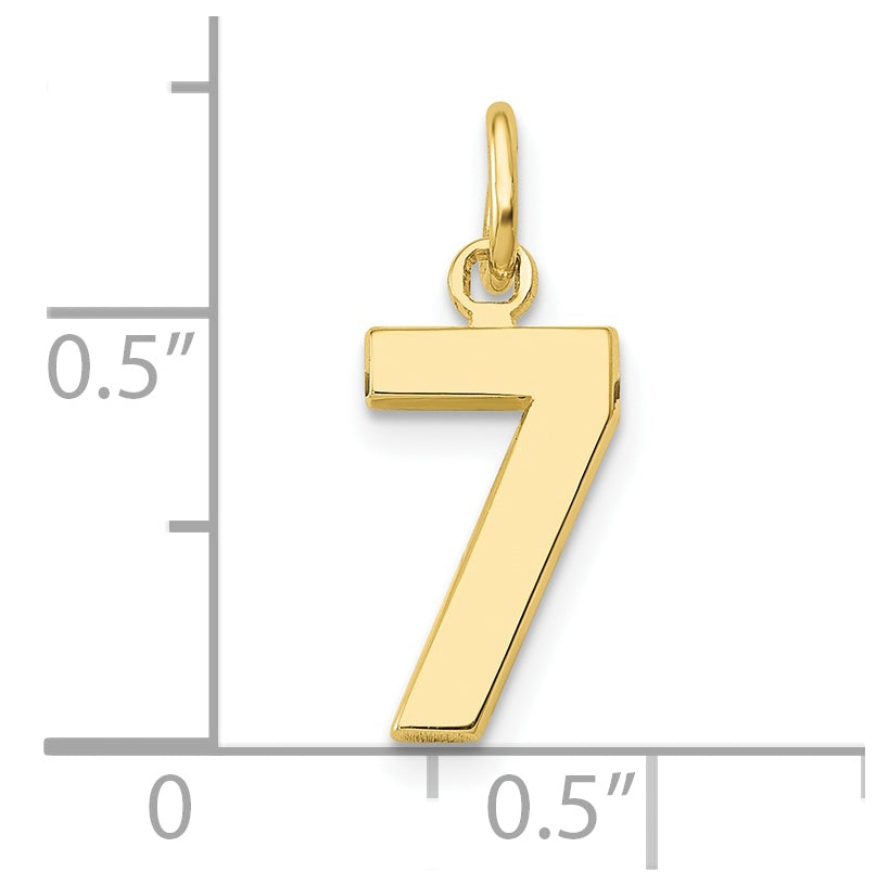 10K Yellow Gold Casted Small Polished Number 7 Charm