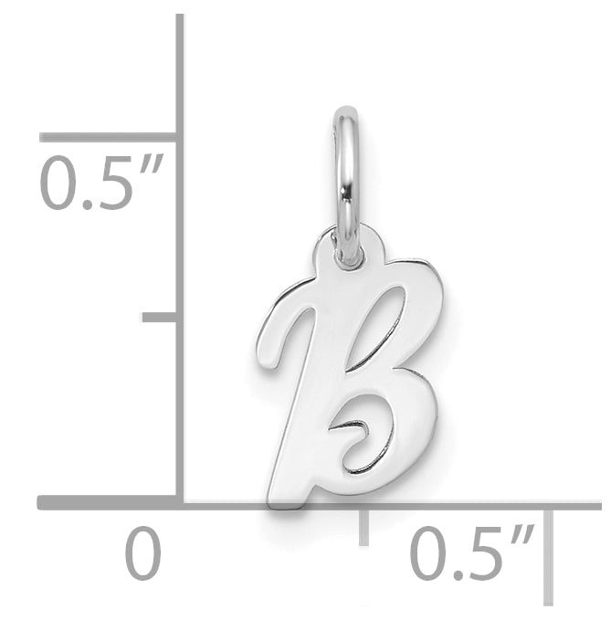 10K White Gold Small-Script Initial B Charm