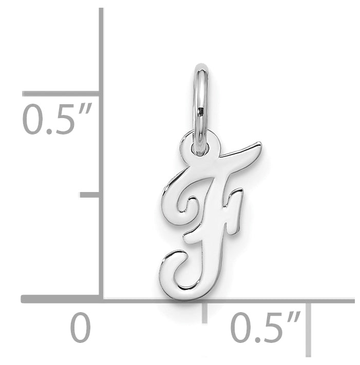 10K White Gold Small-Script Initial F Charm