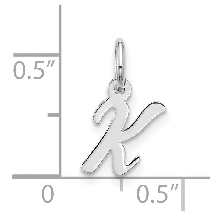 10K White Gold Small-Script Initial K Charm