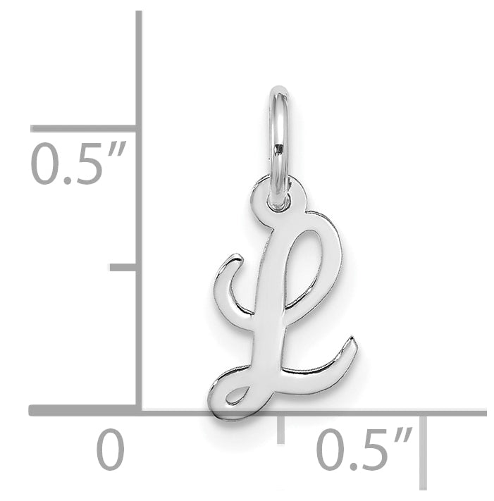 10K White Gold Small-Script Initial L Charm