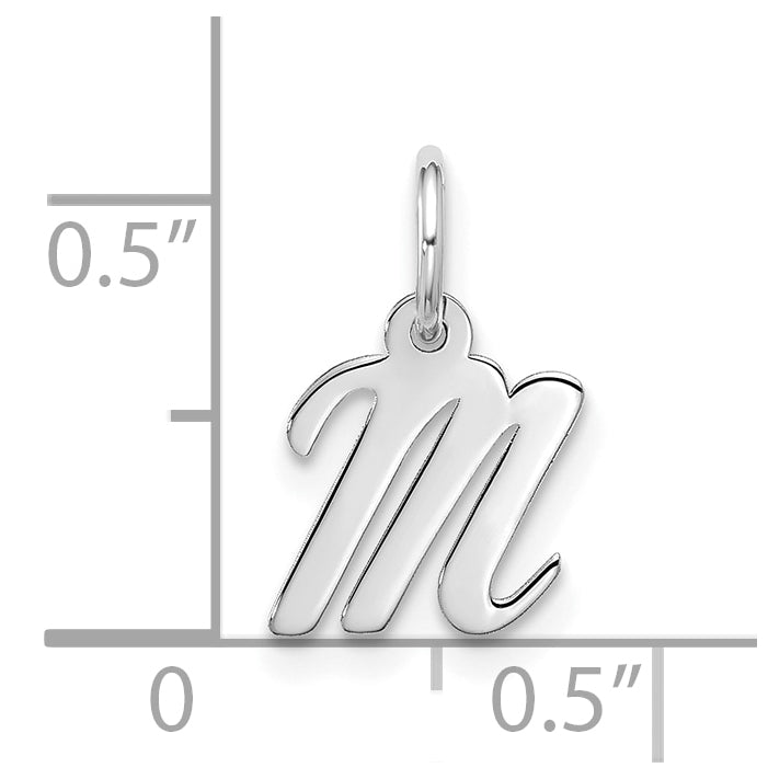 10K White Gold Small-Script Initial M Charm