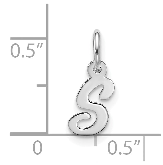 10K White Gold Small-Script Initial S Charm