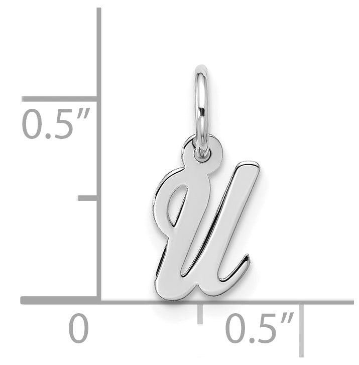 10K White Gold Small Script Initial U Charm