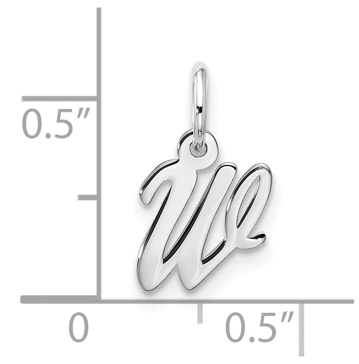 10K White Gold Small-Script Initial W Charm