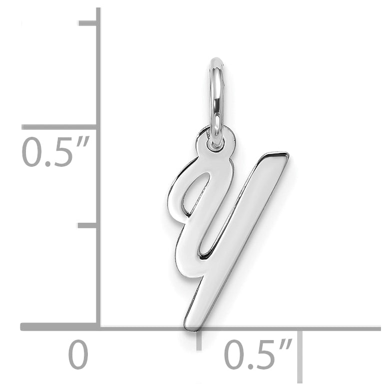 10K White Gold Small Script Initial Y Charm