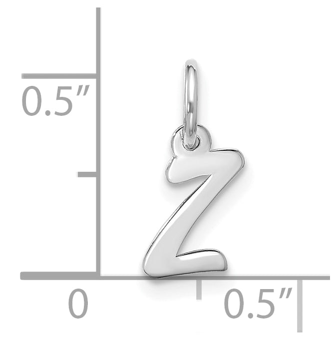 10K White Gold Small Script Initial Z Charm