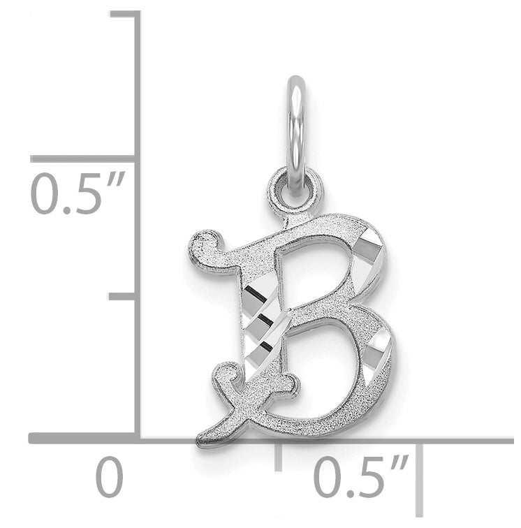 10k White Gold Diamond-cut Initial B Charm
