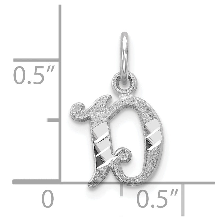 10k White Gold Diamond-cut Initial D Charm