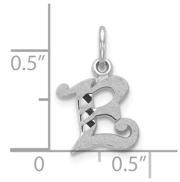 10K White Gold Diamond-cut Initial E Charm