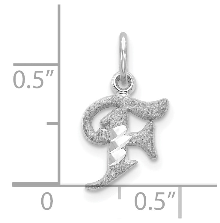 10K White Gold Diamond-cut Initial F Charm