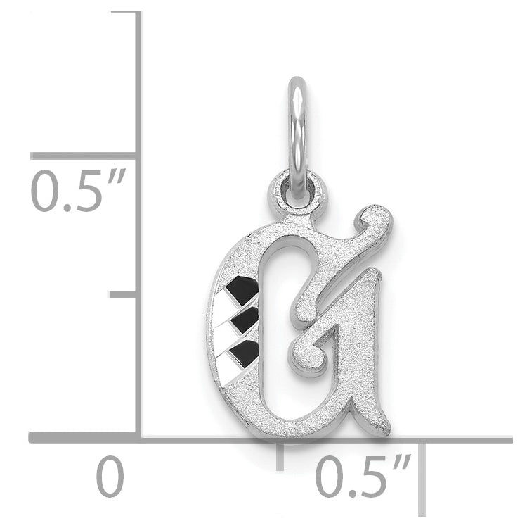 10K White Gold Diamond-cut Initial G Charm