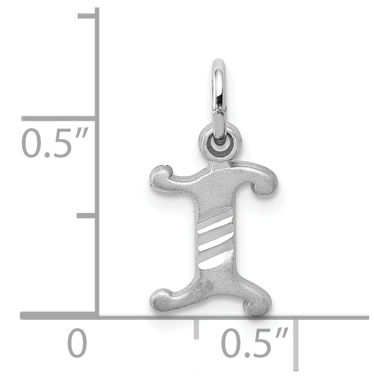 10K White Gold Diamond-cut Initial I Charm