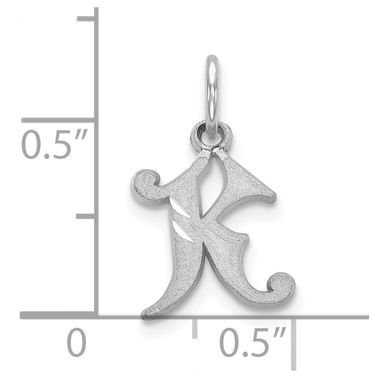 10K White Gold Diamond-cut Initial K Charm