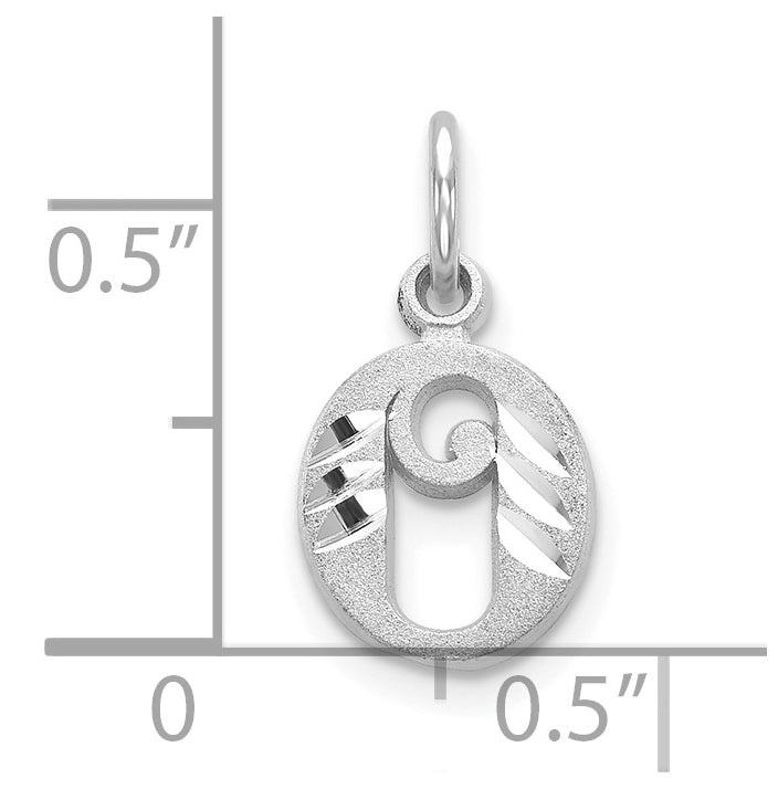 10K White Gold Diamond-cut Initial O Charm