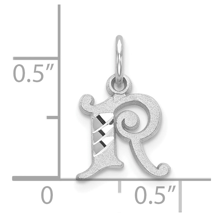 10K White Gold Diamond-cut Initial R Charm