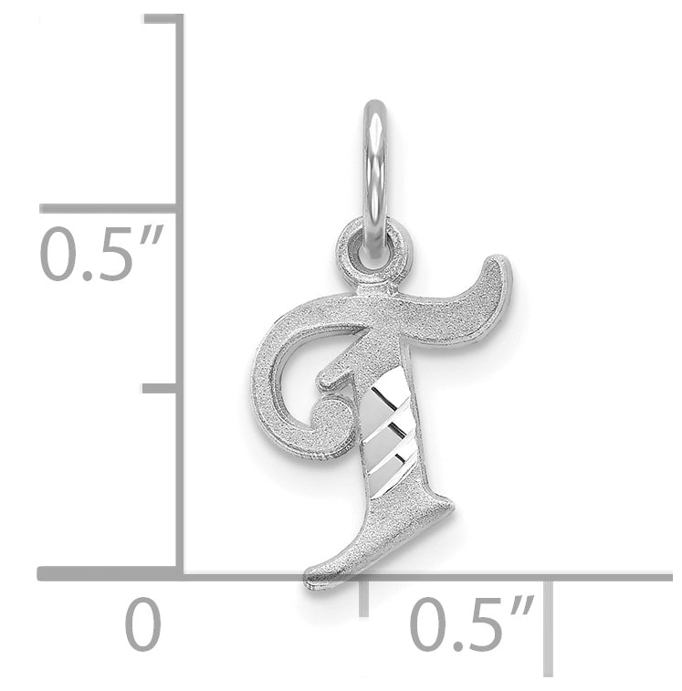10K White Gold Diamond-cut Initial T Charm