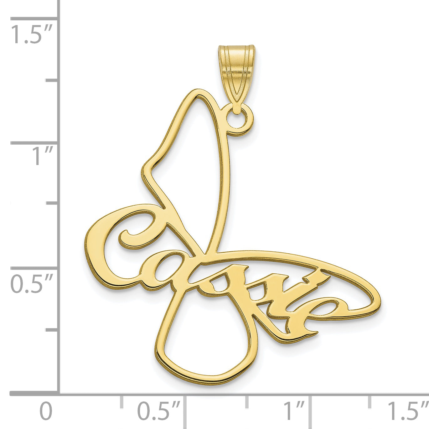 10K Yellow Gold Large Butterfly with Name on Wings Pendant