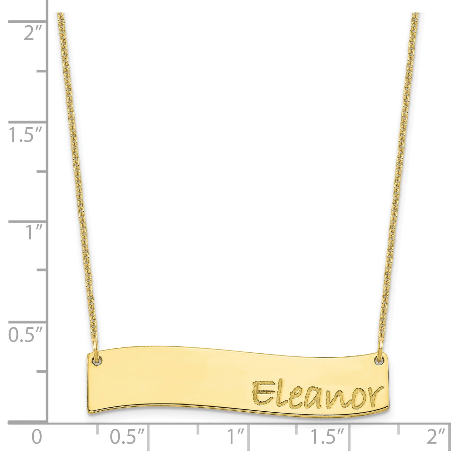 10K Yellow Gold Medium Polished Curved Bar Necklace