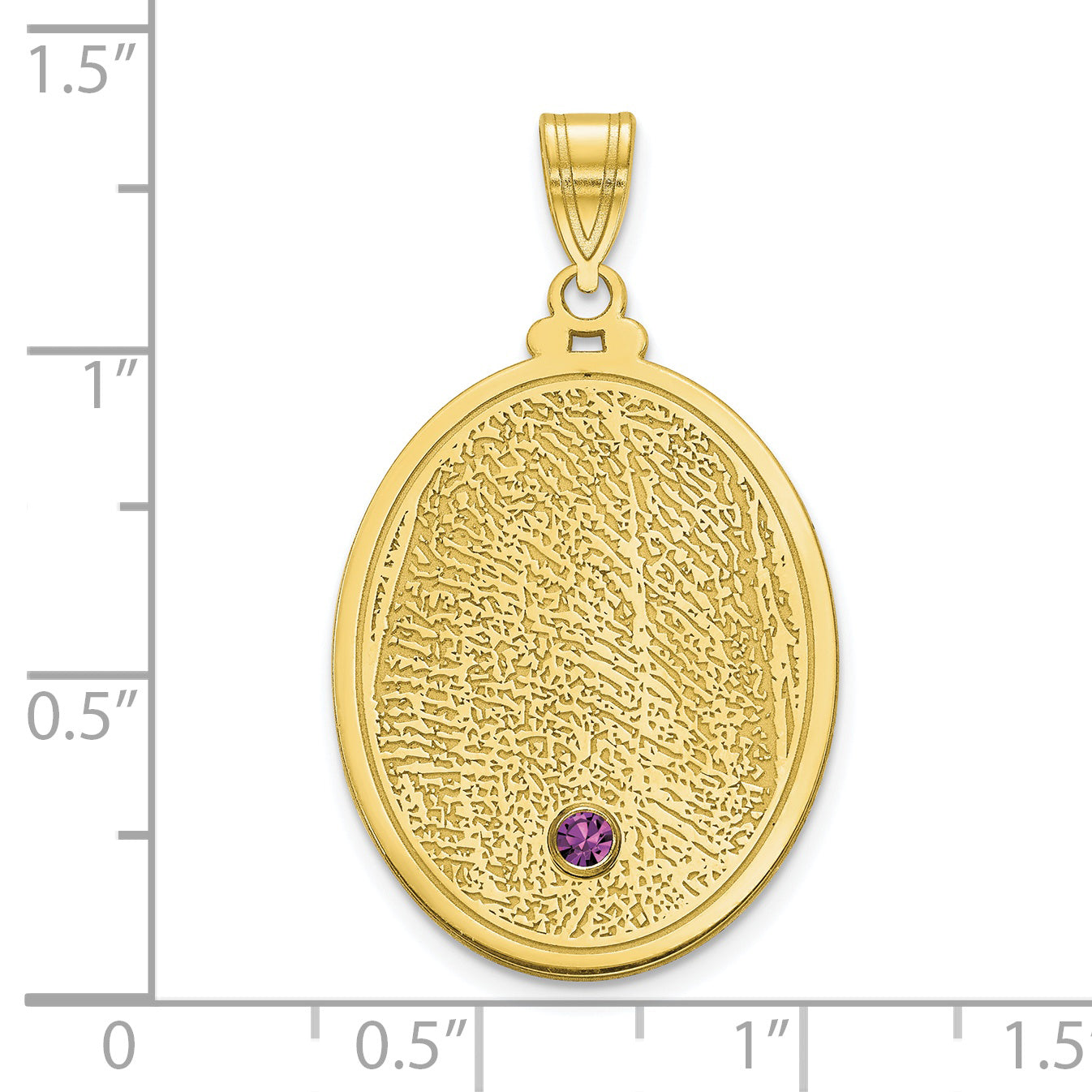 10K Yellow Gold Oval Fingerprint w/ 14k Bezel Birthstone Pendant