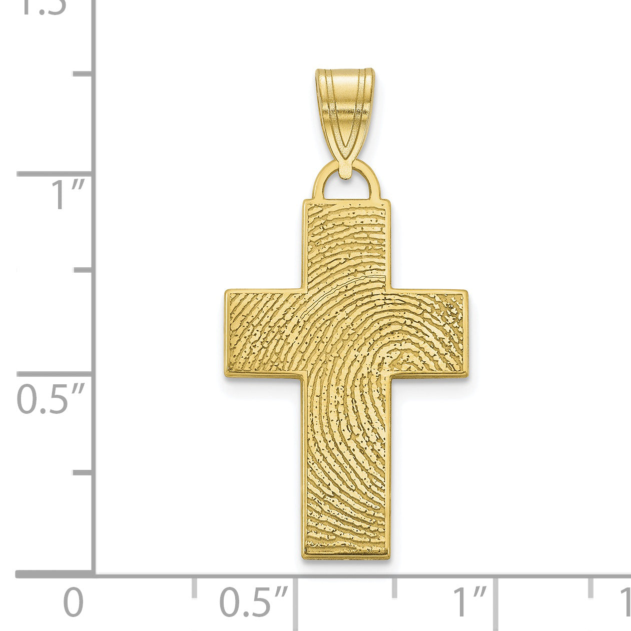 10K Yellow Gold Large Cross Fingerprint Pendant